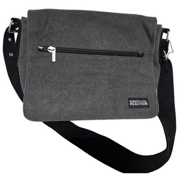 Kenneth Cole Reaction Messenger Bag Laptop‎ Tablet Crossbody Gray Canvas - Picture 1 of 16